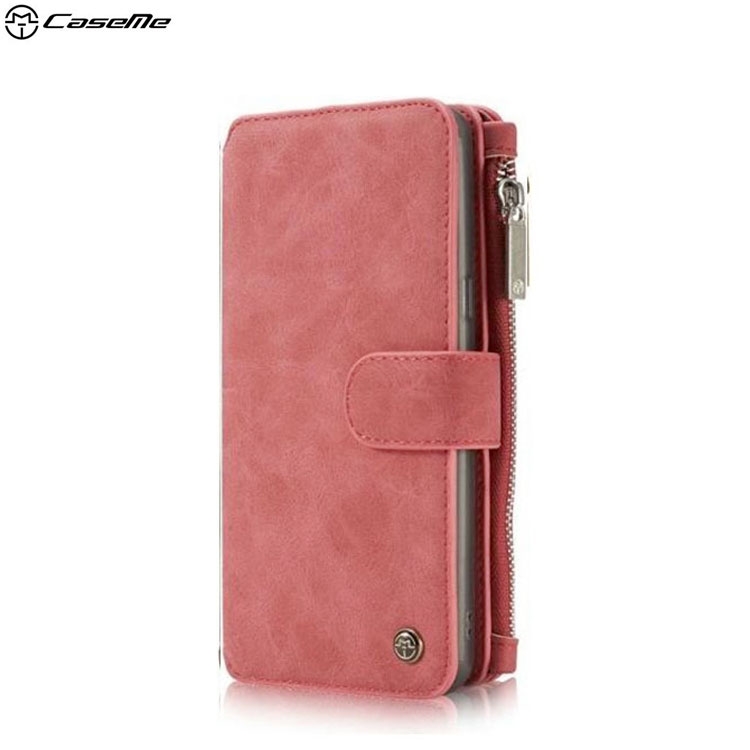 Samsung Galaxy S8 3in1 Echtleder Tasche + Magnet Hardcase und Karten Etui (Vertikal Ausklappbar) - Rot