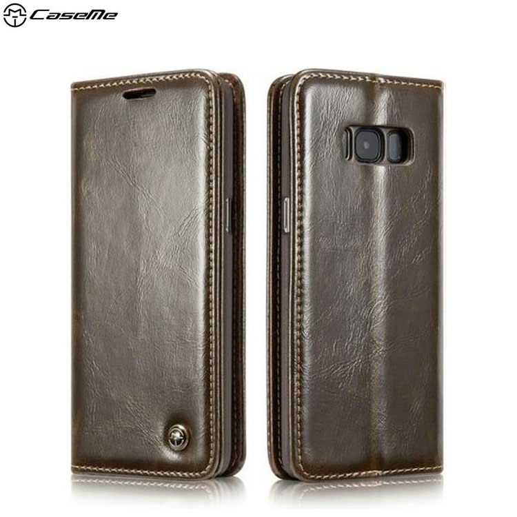 Samsung Galaxy S8 Leder Tasche Flip Wallet Etui - Braun