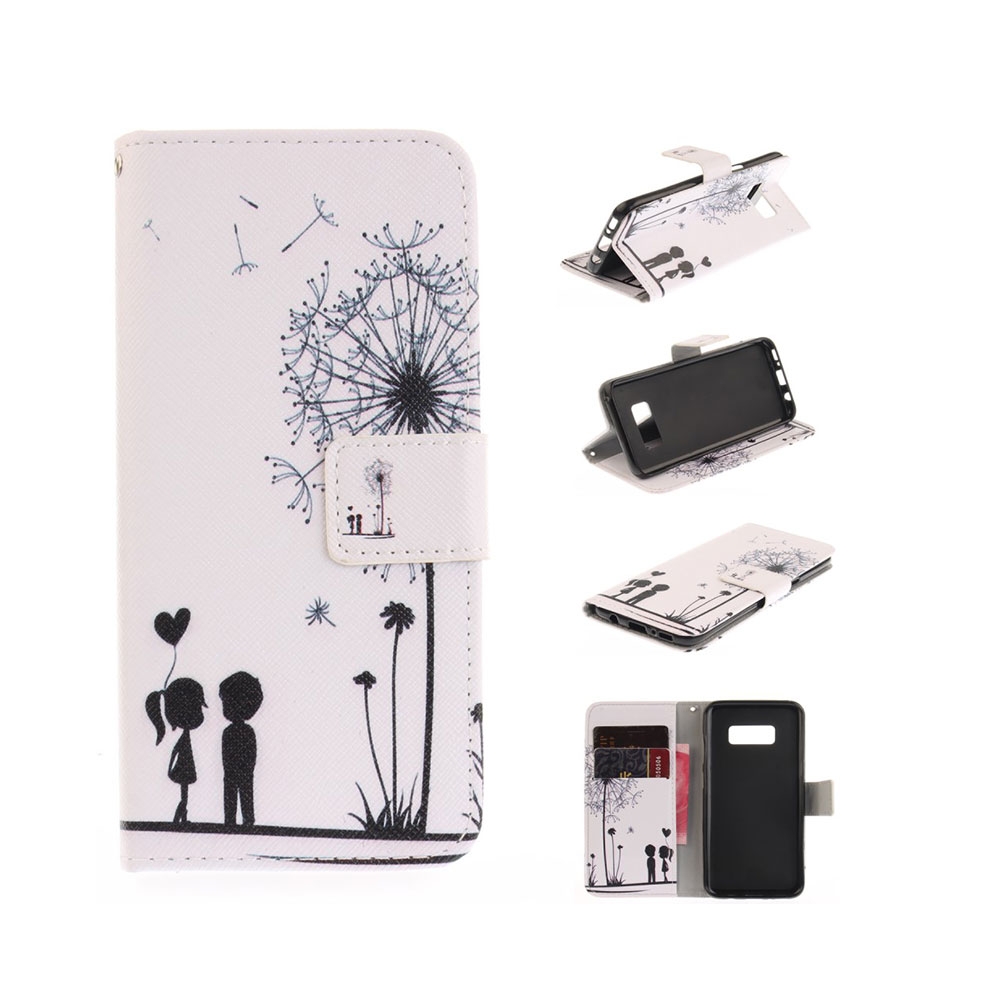 Image of Samsung Galaxy S8 Leder Tasche mit Kartenfach Love Pusteblume - Weiss bei Apfelkiste.ch
