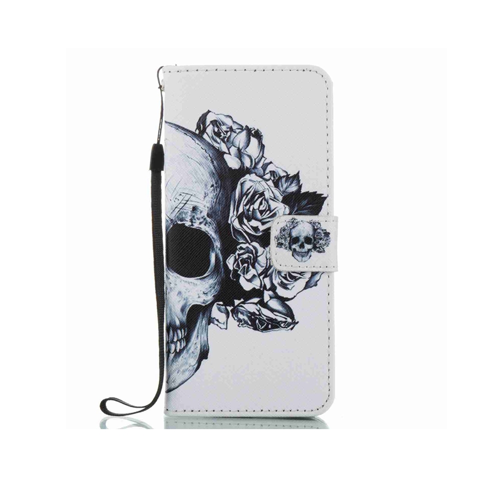 Image of Samsung Galaxy S8 Leder Tasche - Totenkopf mit Rosen bei Apfelkiste.ch