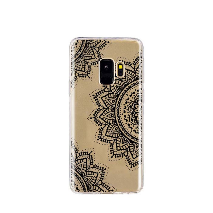 Image of Apfelkiste © - Samsung Galaxy S9 Gummi Case Hülle Ultra Thin Henna Mandala - Transparent / Schwarz bei Apfelkiste.ch