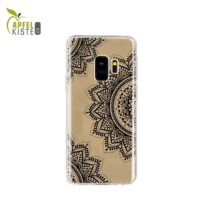 © - Samsung Galaxy S9 Gummi Case Hülle Ultra Thin Henna Mandala - Transparent / Schwarz
