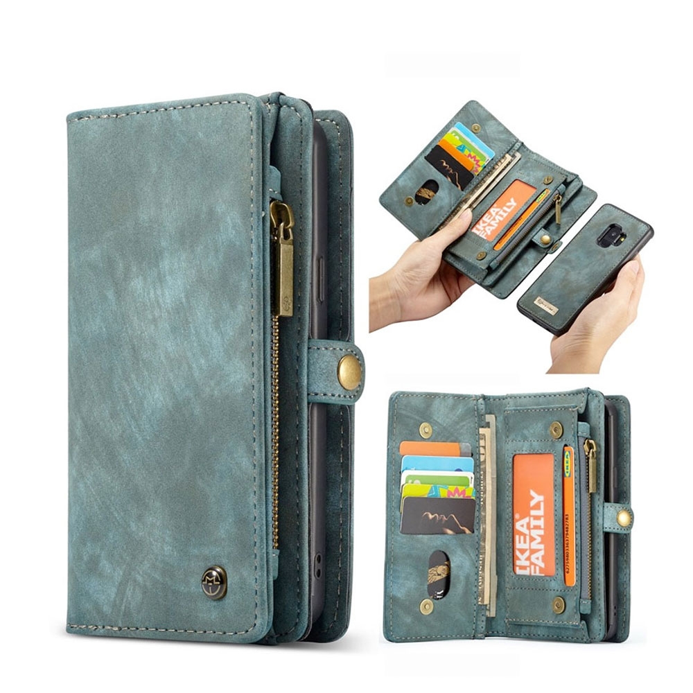 Image of Caseme - Samsung Galaxy S9 3in1 Echtleder Tasche + Magnet Hardcase Karten Etui - Blau bei Apfelkiste.ch