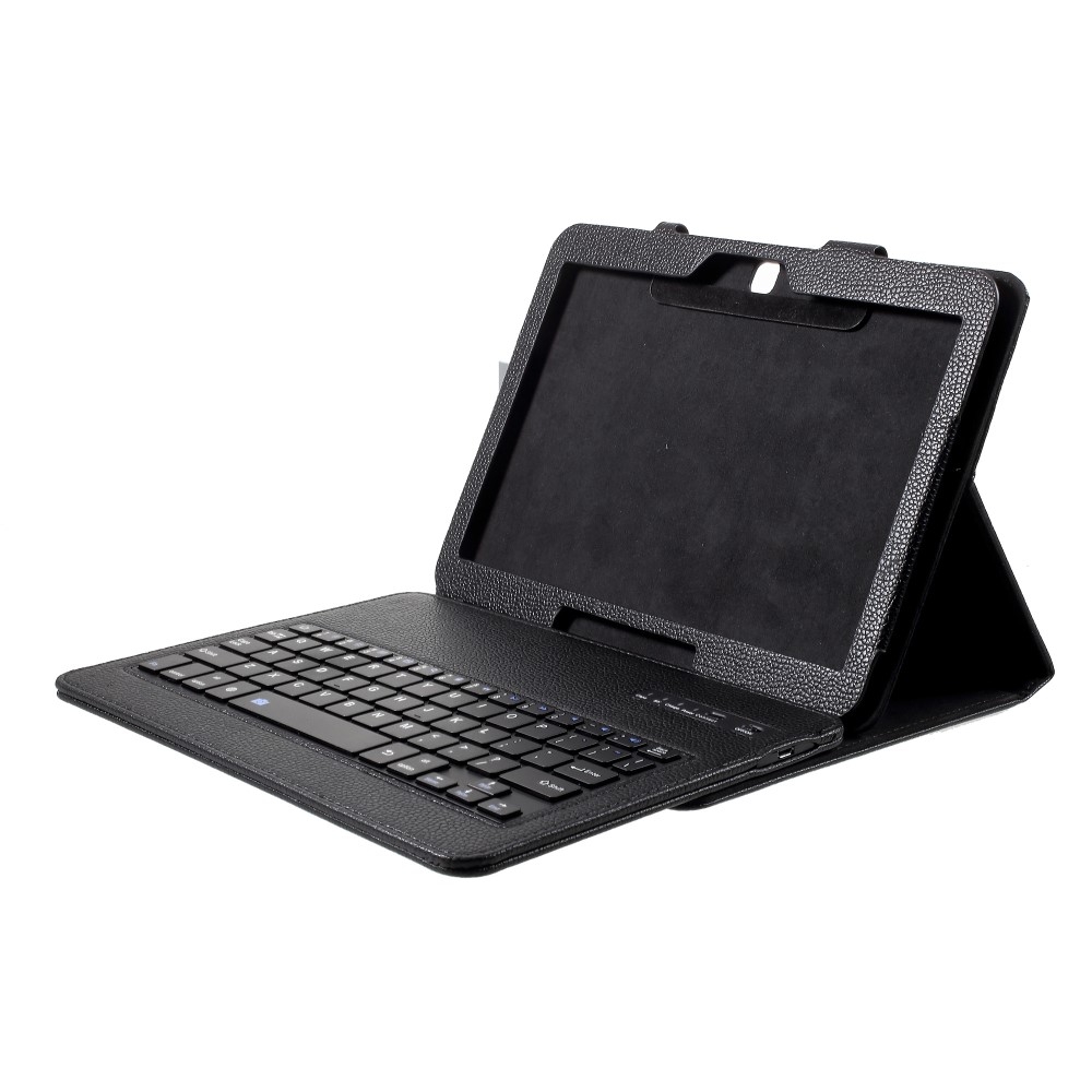 Samsung Galaxy Tab 4 10.1 Leder Tasche mit Bluetooth Tastatur + Touch Pen Halter - Schwarz