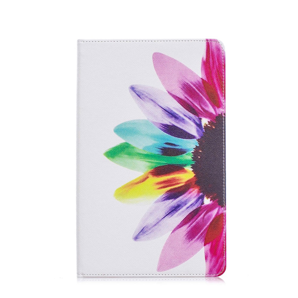 Image of Samsung Galaxy Tab A 10.1 (2019) Leder Tasche mit Kartenfächern Rainbow Flower - Weiss bei Apfelkiste.ch