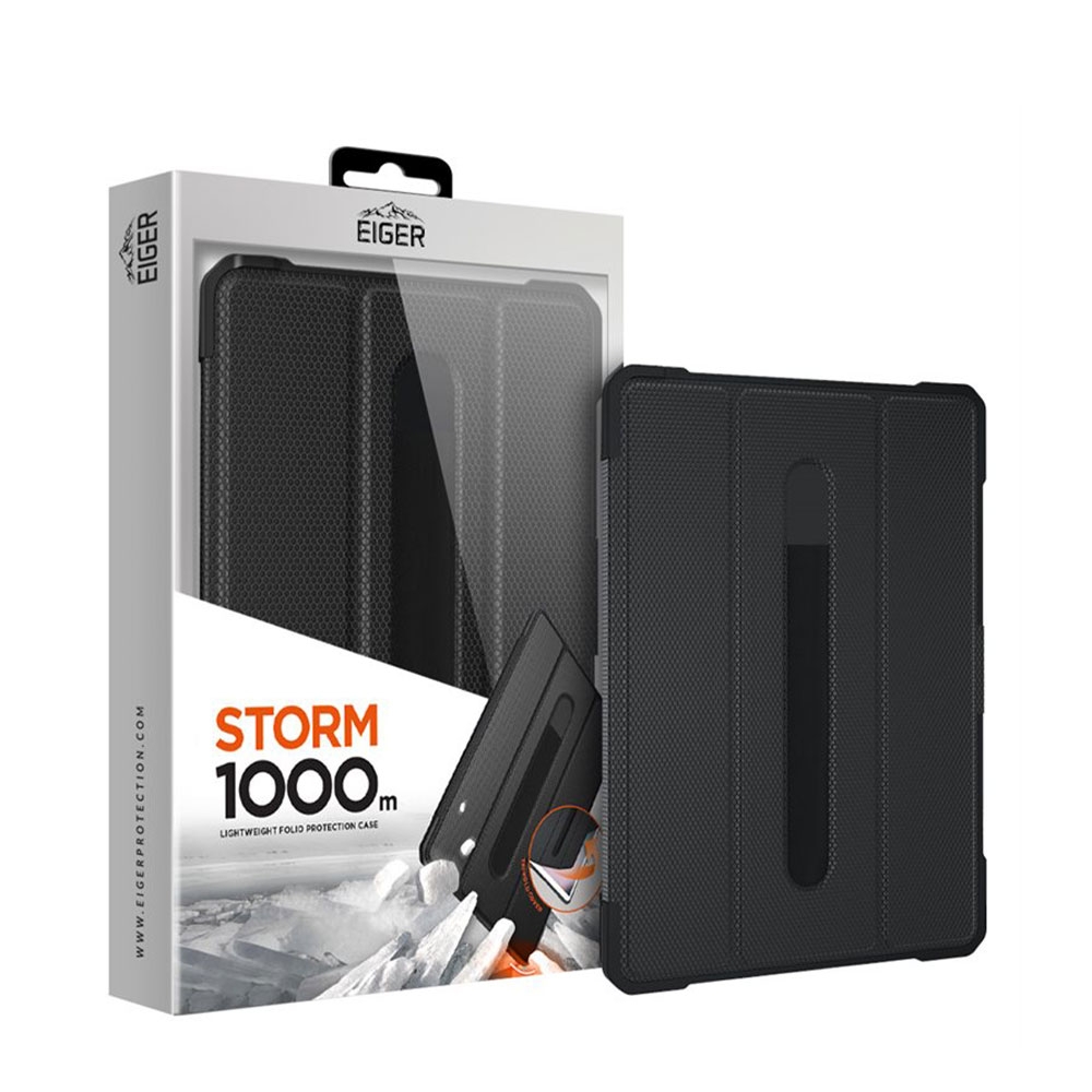 Image of Eiger - Samsung Galaxy Tab A 10.1 (2019) Storm 1000m Hybrid Outdoor Hardcase Hülle Handschlaufe und Schultergurt + S-Pen Halter (EGSR00106) - Schwarz bei Apfelkiste.ch