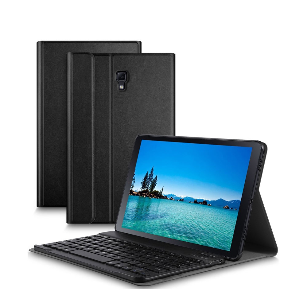 Samsung Galaxy Tab A 10.5 Leder Tasche mit Bluetooth Tastatur - Schwarz