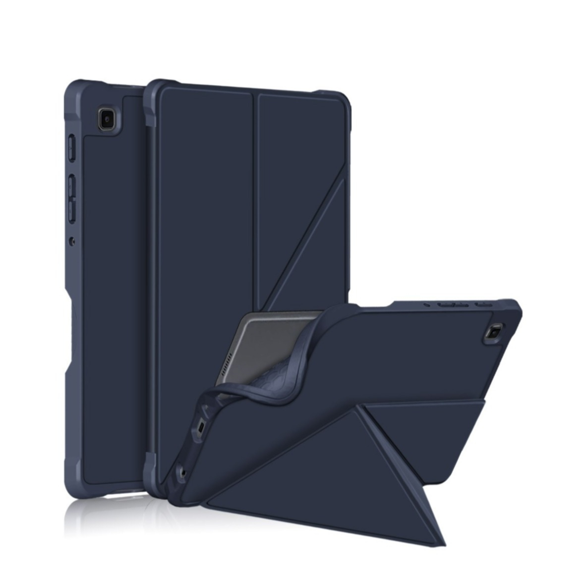 Image of Samsung Galaxy Tab A7 Lite Leder Tasche Smart Cover Origami Flip Case - Dunkelblau bei Apfelkiste.ch