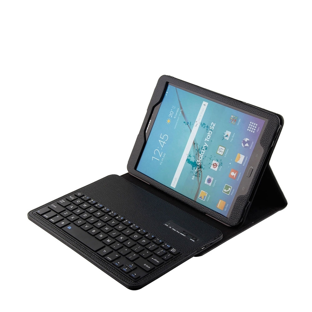 Image of Samsung Galaxy Tab A 9.7 / S2 9.7 Leder Tasche mit Bluetooth Tastatur - Schwarz bei Apfelkiste.ch