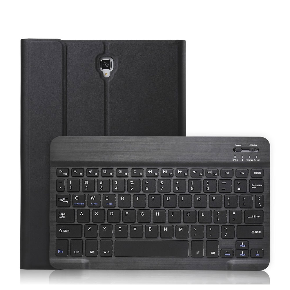 Samsung Galaxy Tab S4 10.5 Leder Tasche mit Bluetooth Tastatur + Touch Pen Halter (QWERTY) - Schwarz