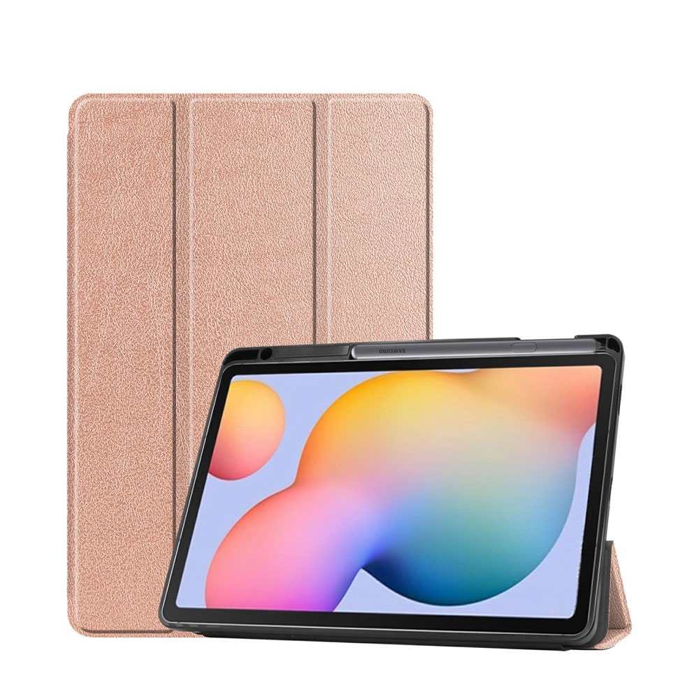 Image of Samsung Galaxy Tab S6 Lite Leder Tasche Smart Case Hülle S-Pen Halterung - Roségold bei Apfelkiste.ch