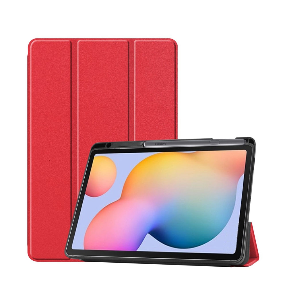 Image of Samsung Galaxy Tab S6 Lite Leder Tasche Smart Case Hülle S-Pen Halterung - Rot bei Apfelkiste.ch