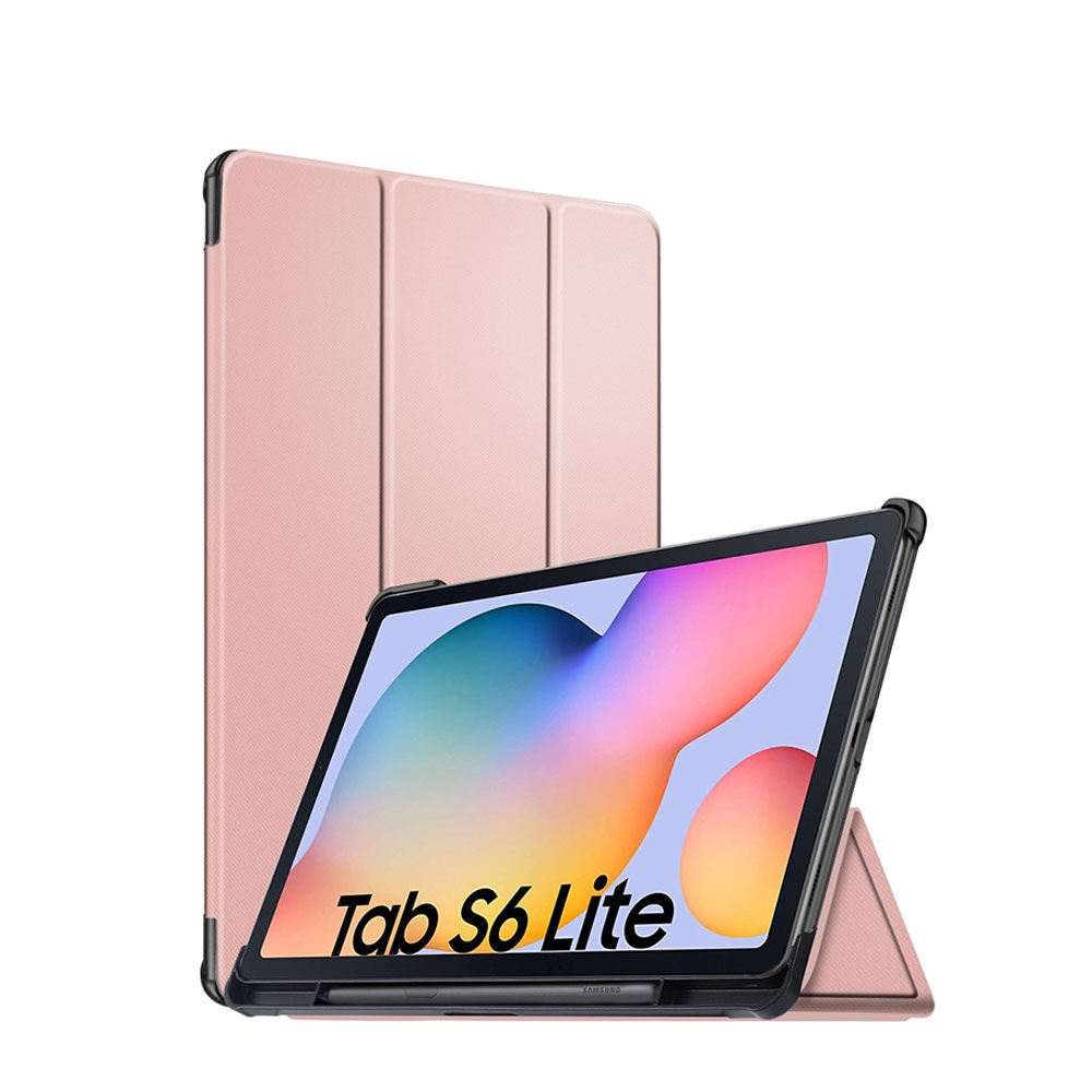 Image of Samsung Galaxy Tab S6 Lite Leder Tasche Smart Cover Hülle S-Pen Halterung - Roségold bei Apfelkiste.ch