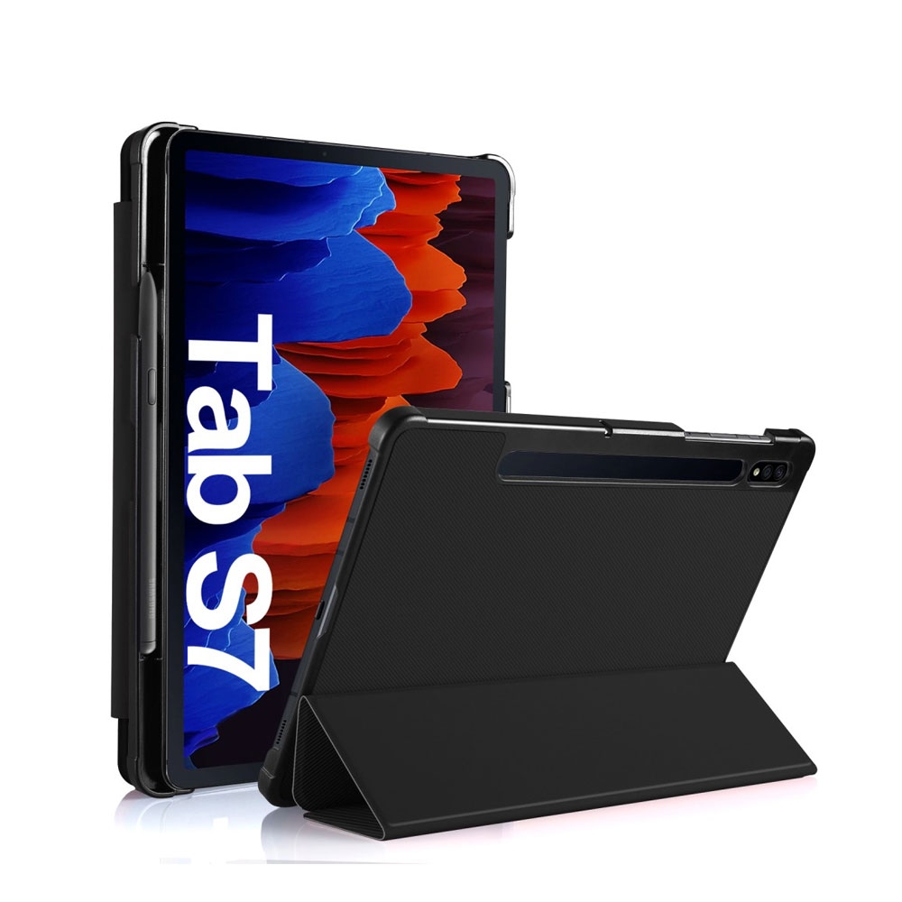 Image of Samsung Galaxy Tab S7 Leder Tasche Smart Cover Hülle S-Pen Halterung - Schwarz bei Apfelkiste.ch