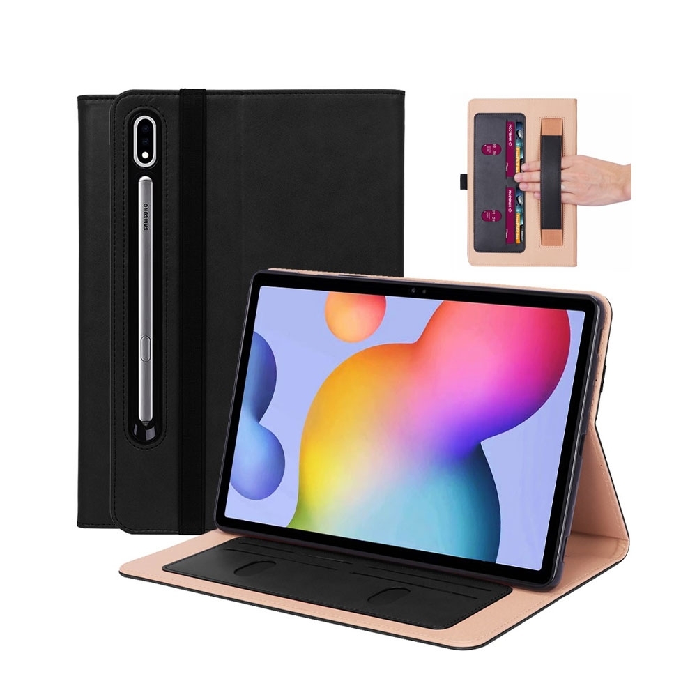 Image of Samsung Galaxy Tab S7 Leder Tasche Flip Cover mit Handschlaufe - Schwarz bei Apfelkiste.ch