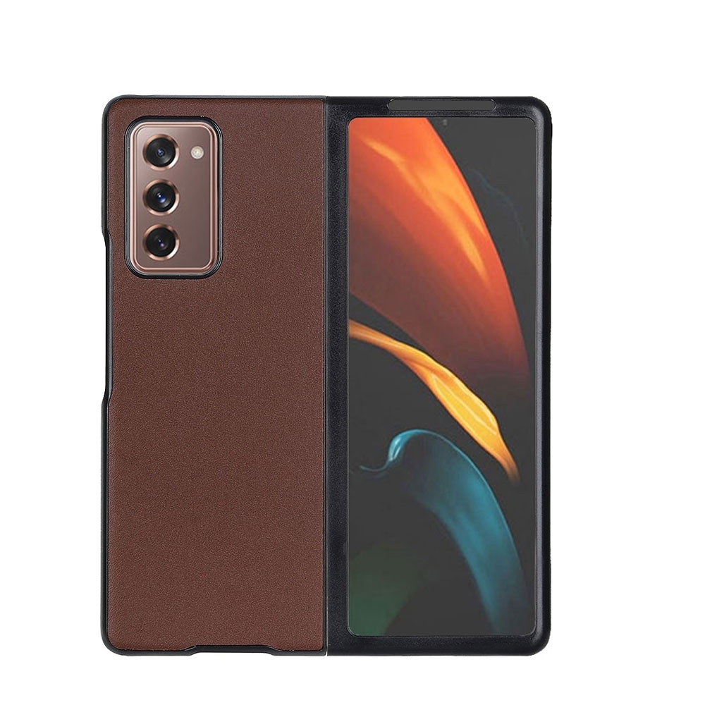 Image of Samsung Galaxy Z Fold2 / Z Fold2 5G Echtleder Hardcase Hülle - Braun bei Apfelkiste.ch