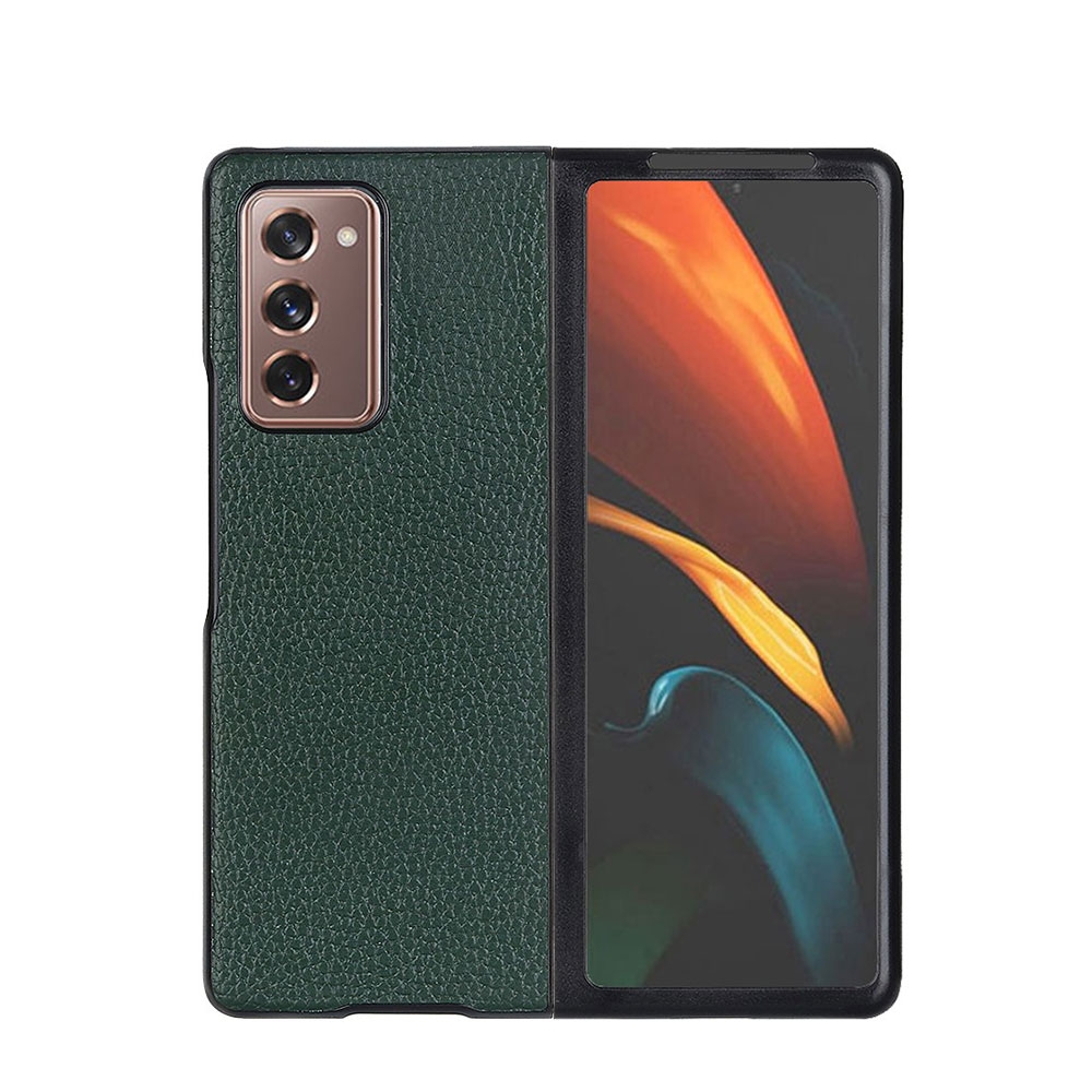Image of Samsung Galaxy Z Fold2 / Z Fold2 5G Echtleder Hardcase Hülle Litchi Look - Grün bei Apfelkiste.ch