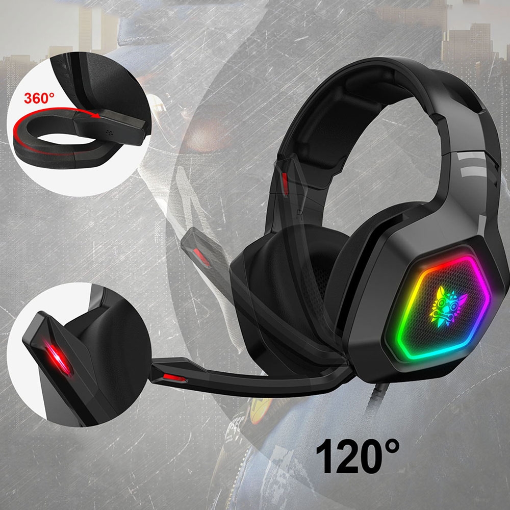 DECOME Gaming-Headset Mit RGB Und Geräuschunterdrückung – Komfortabel, Over-ear Kopfhörer Schwarz
