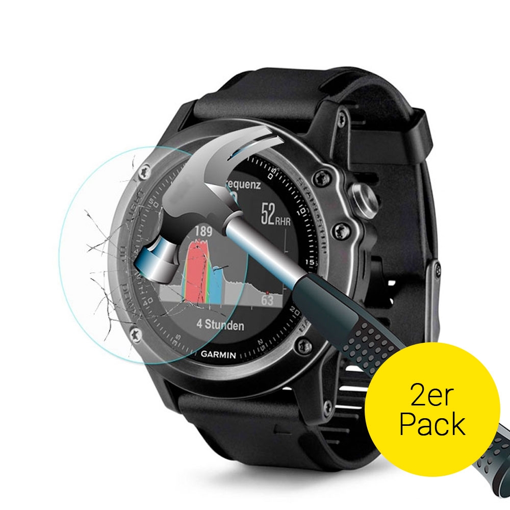 (2er Set) Garmin Fenix 3 HR Explosionsgeschützte Panzer Glas Display Schutzfolie 0.2 mm