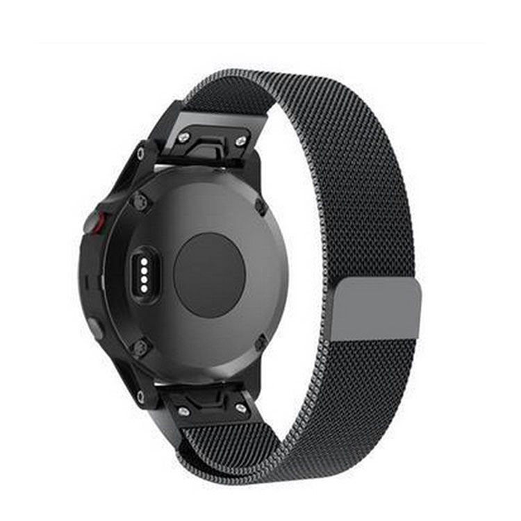 Garmin Fenix 6 / 6 Pro / 5 / 5 Plus / Forerunner 935 Edelstahl Ersatz Magnet Armband Milanaise - Schwarz