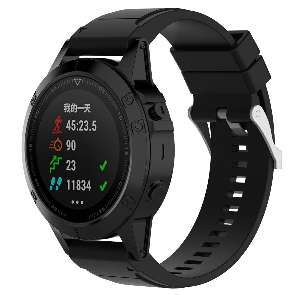 Garmin Fenix 6X / 6X Pro / 5X / Fenix 3 HR / Quatix 3 / D2 QuickFit Ersatz Silikon Sport Armband - Schwarz