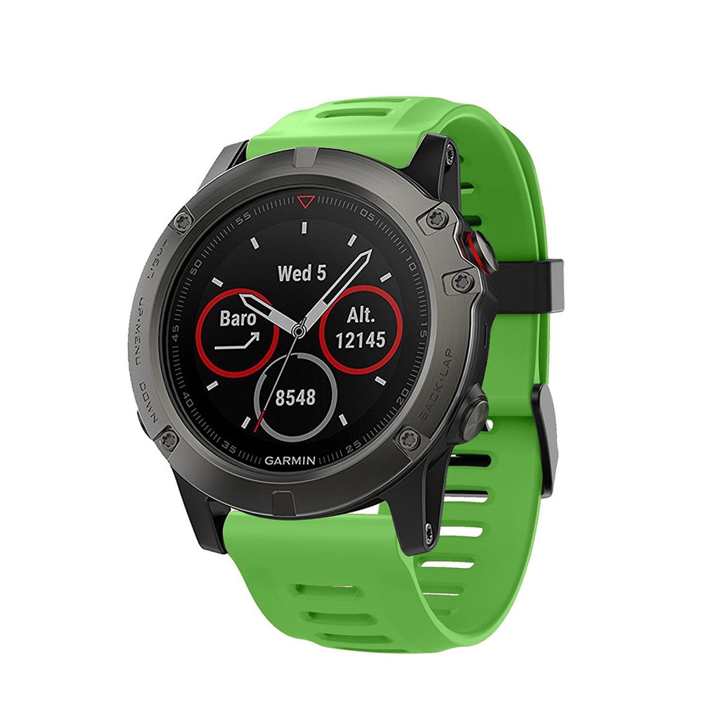 Image of Garmin Fenix 5X / 5X Plus / 3 / 3 HR / 3 Sapphire / D2 Bravo / Quatix 3 / Descent Mk1 Sport Armband aus Silikon (Gelenkumfang 153-241 mm) - Grün bei Apfelkiste.ch