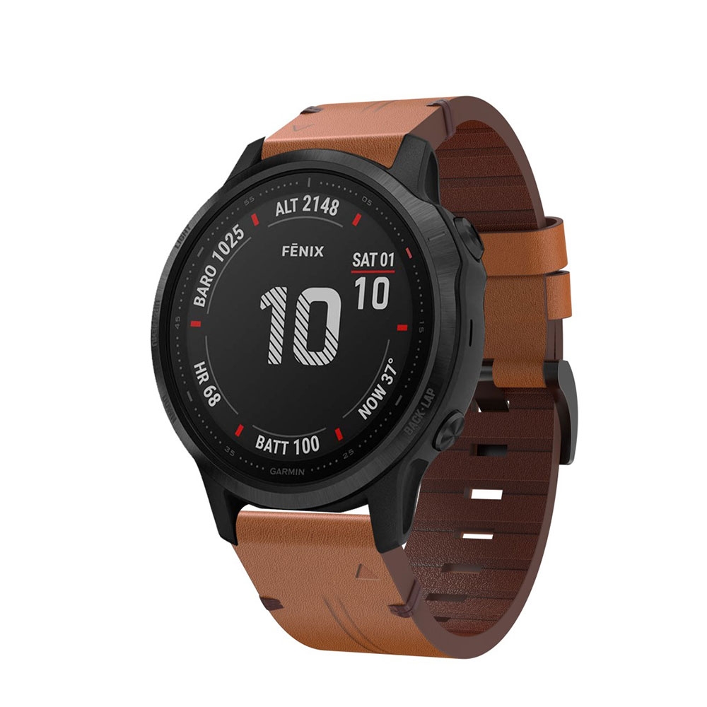 Garmin Fenix 6S / 6S Pro / 5S / 5S Plus Echtleder Ersatz Armband mit Dornschliesse (Gelenkumfang 167-217 mm) - Braun