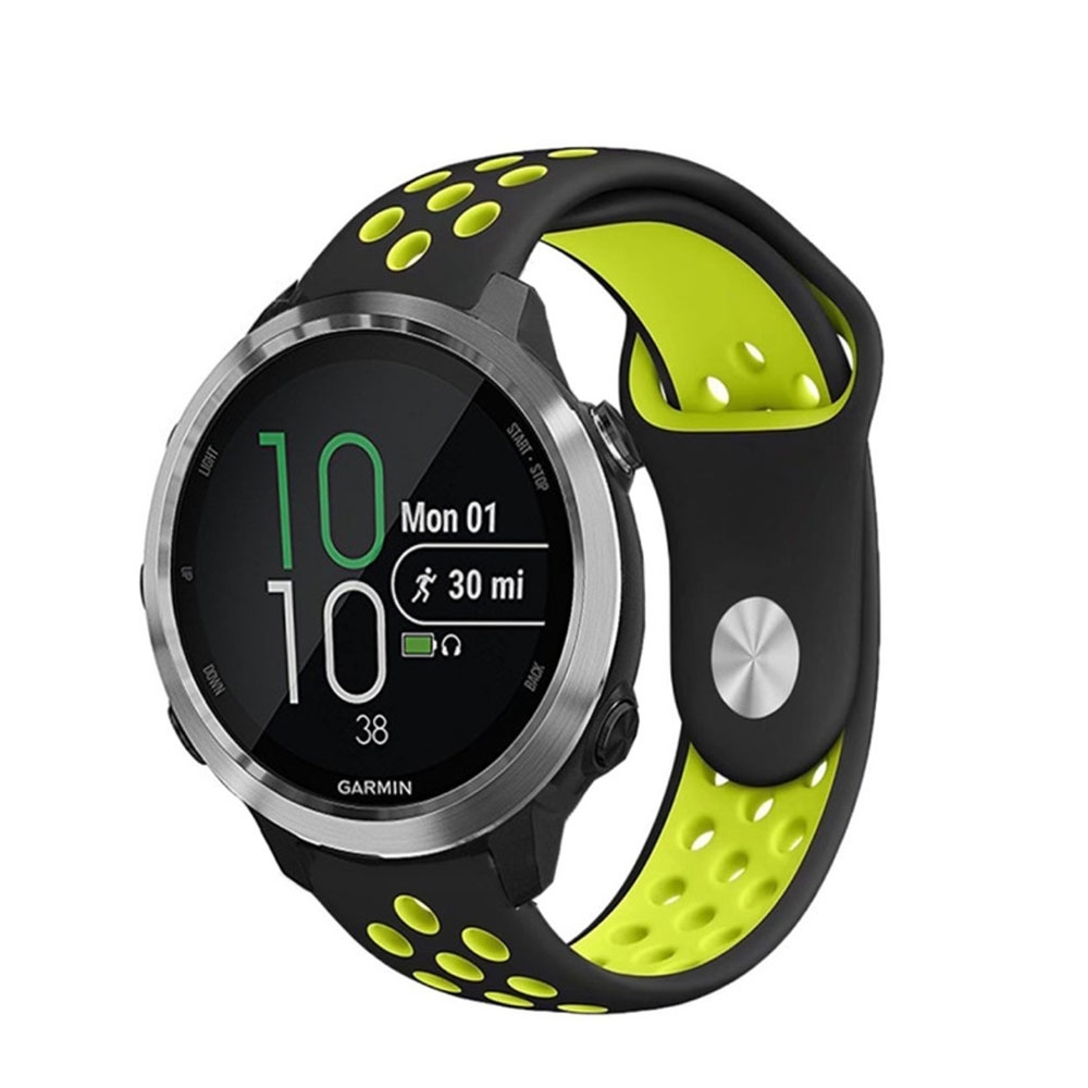 Image of (Gr. L) Garmin Venu / Garmin Venu Sq / Garmin Venu Sq Music Ersatz Silikon Armband Dual Color (Gelenkumfang 172-247mm) - Schwarz / Gelb bei Apfelkiste.ch