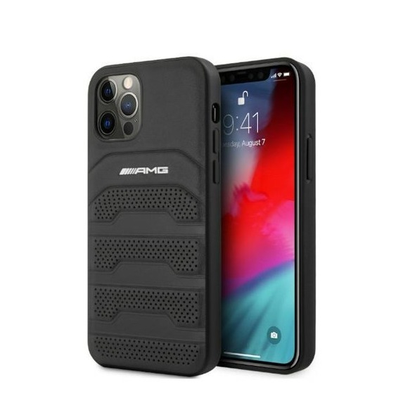 Image of AMG Mercedes Benz - iPhone 12 Pro Max Echtleder Hardcase Hülle Debossed (AMHCP12LGSEBK) - Schwarz bei Apfelkiste.ch