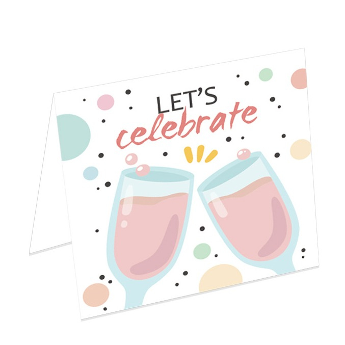 Image of Glückwunschkarte Quadratische Doppelkarte + Umschlag - Let's Celebrate bei Apfelkiste.ch