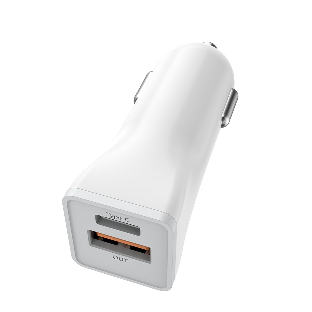 Image of Golf - Dual USB + USB C Fast Charging KFZ Autoladegerät mit QC 3.0 (3A/18W) - Weiss bei Apfelkiste.ch