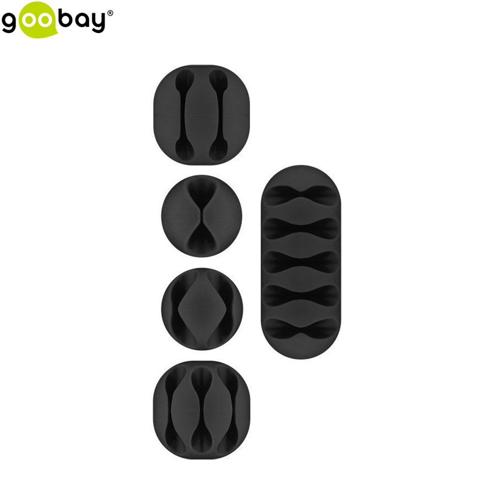 5er Pack selbstklebende Kabelhalter / Clips / Klemmen - Schwarz