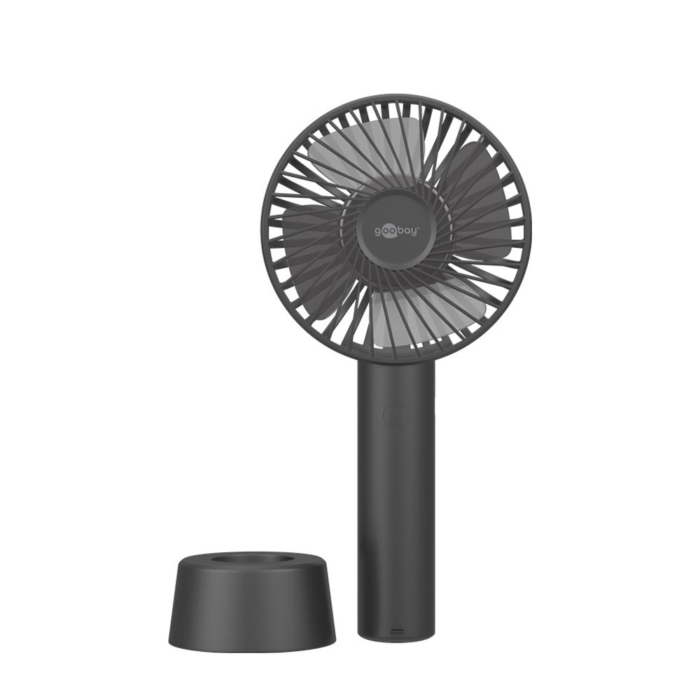 Image of Goobay - (Ø21cm) USB Mini Hand Ventilator Lüfter Wiederaufladbar 2000mAh - Schwarz bei Apfelkiste.ch