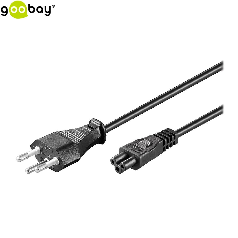 (1.8m) Netzkabel Ladekabel Schweiz CH 3-polig (C5 Kaltgerätestecker / SEV 1011) - Schwarz