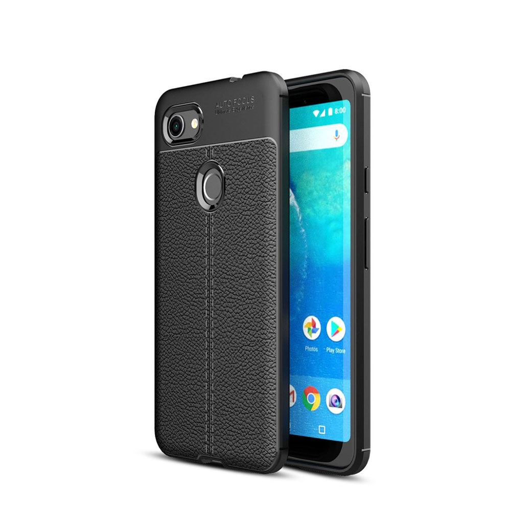 Image of Google Pixel 3a XL Gummi Hülle Litchi Look - Schwarz bei Apfelkiste.ch