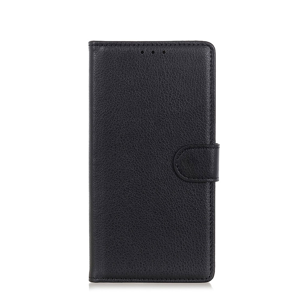 Image of Google Pixel 5 Leder Tasche Flip Cover Litchi Look - Schwarz bei Apfelkiste.ch
