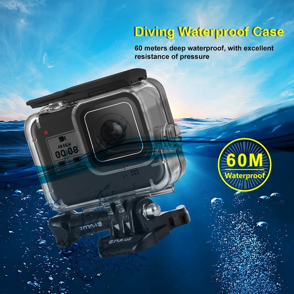 Boîtier étanche 60m Pour GoPro Hero 8 Black - Housing De Plongée Avec Support Pour Sports Nautiques
