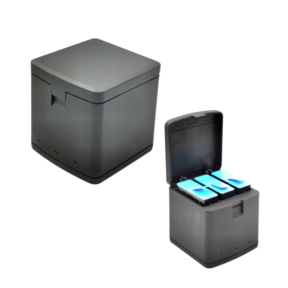 Image of GoPro Hero 10 Black / 9 Black 3-fach Akku Box USB Ladegerät - Schwarz bei Apfelkiste.ch