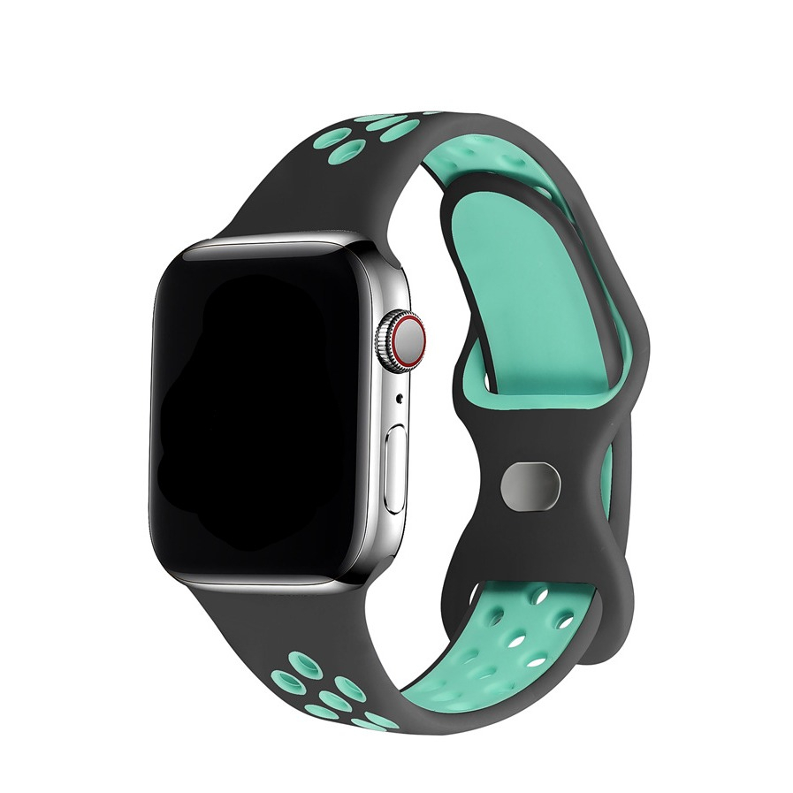 Image of Changee - Apple Watch (45/44/42 mm) Silikon Sport Armband Dual Color (Gelenkumfang: 170-210mm) - Grau / Türkis bei Apfelkiste.ch