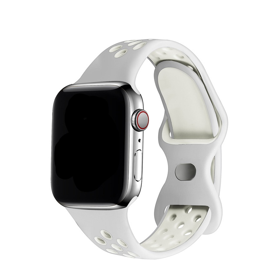 Image of Changee - Apple Watch (45/44/42 mm) Silikon Sport Armband Dual Color (Gelenkumfang: 170-210mm) - Grau / Weiss bei Apfelkiste.ch