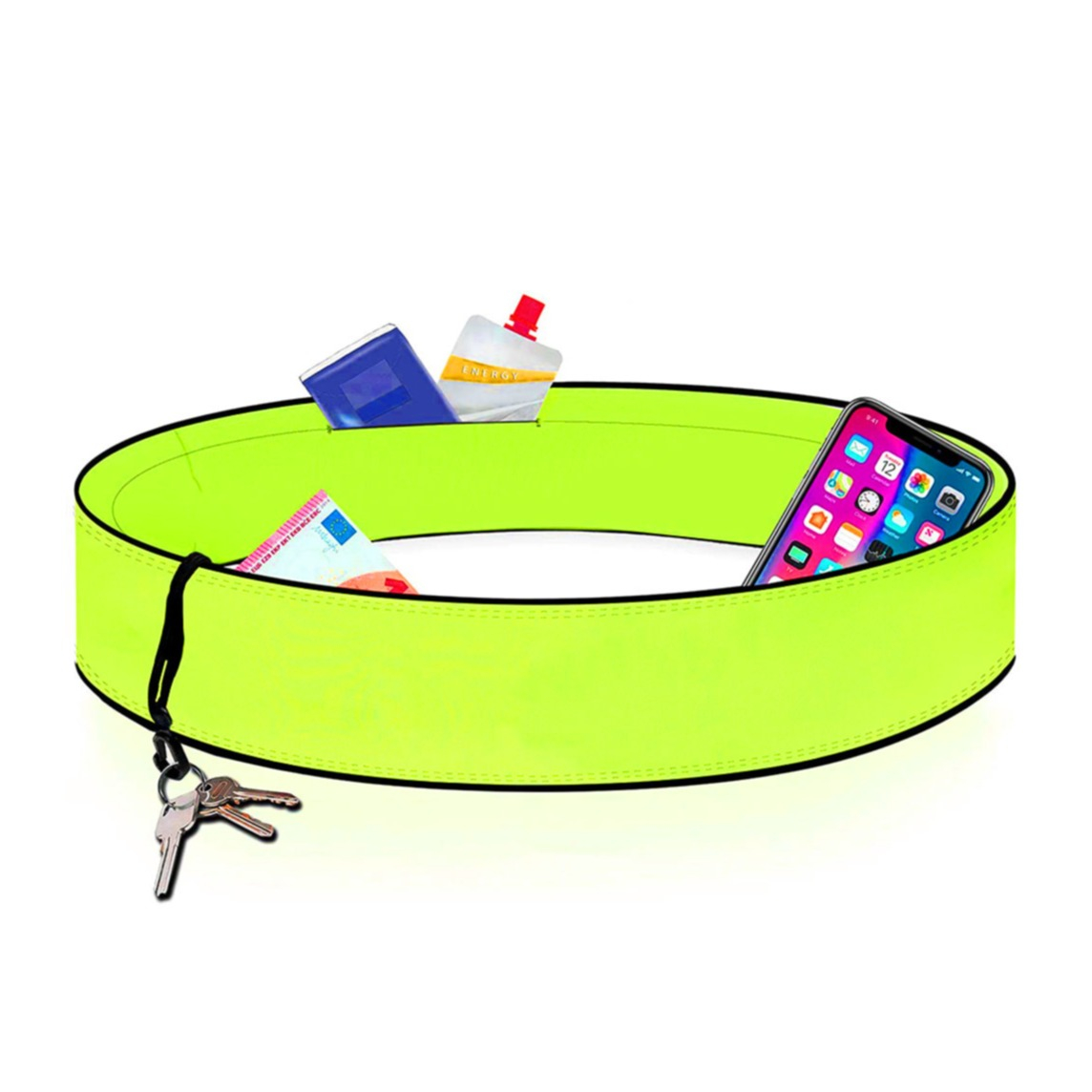 Image of (Gr. L) Ø39cm Jogging Bauchtasche Laufgürtel Taillen Sport Fitness Gürtel - Gelb bei Apfelkiste.ch
