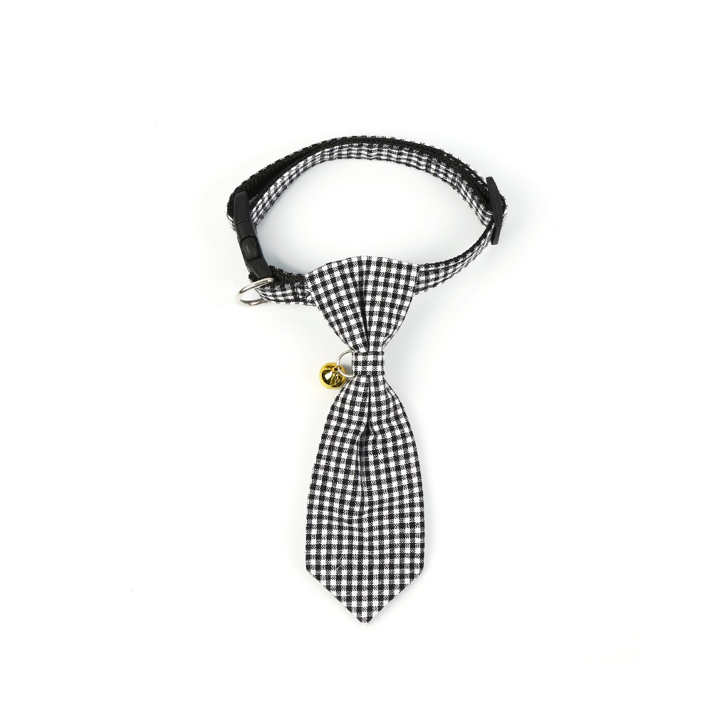 Image of (Gr. L) Verstellbares Hunde / Katzen Halsband Haustier Accessoire mit Krawatte + Glocke - Schwarz bei Apfelkiste.ch