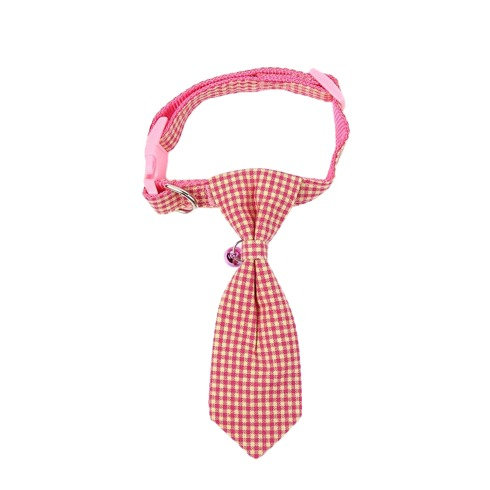 Image of (Gr. L) Verstellbares Hunde / Katzen Halsband Haustier Accessoire mit Krawatte + Glocke - Pink bei Apfelkiste.ch