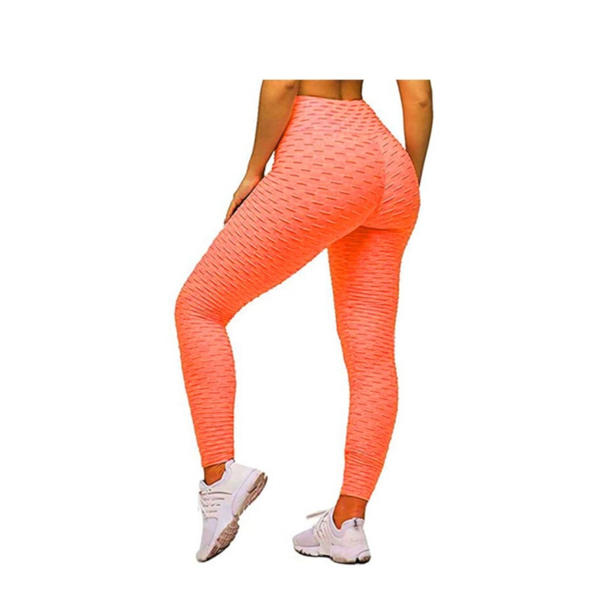 Image of (Gr. M) Elastische Sport Push Up Leggings Wabenstruktur Shaping Stretch Hose für Frauen - Orange bei Apfelkiste.ch