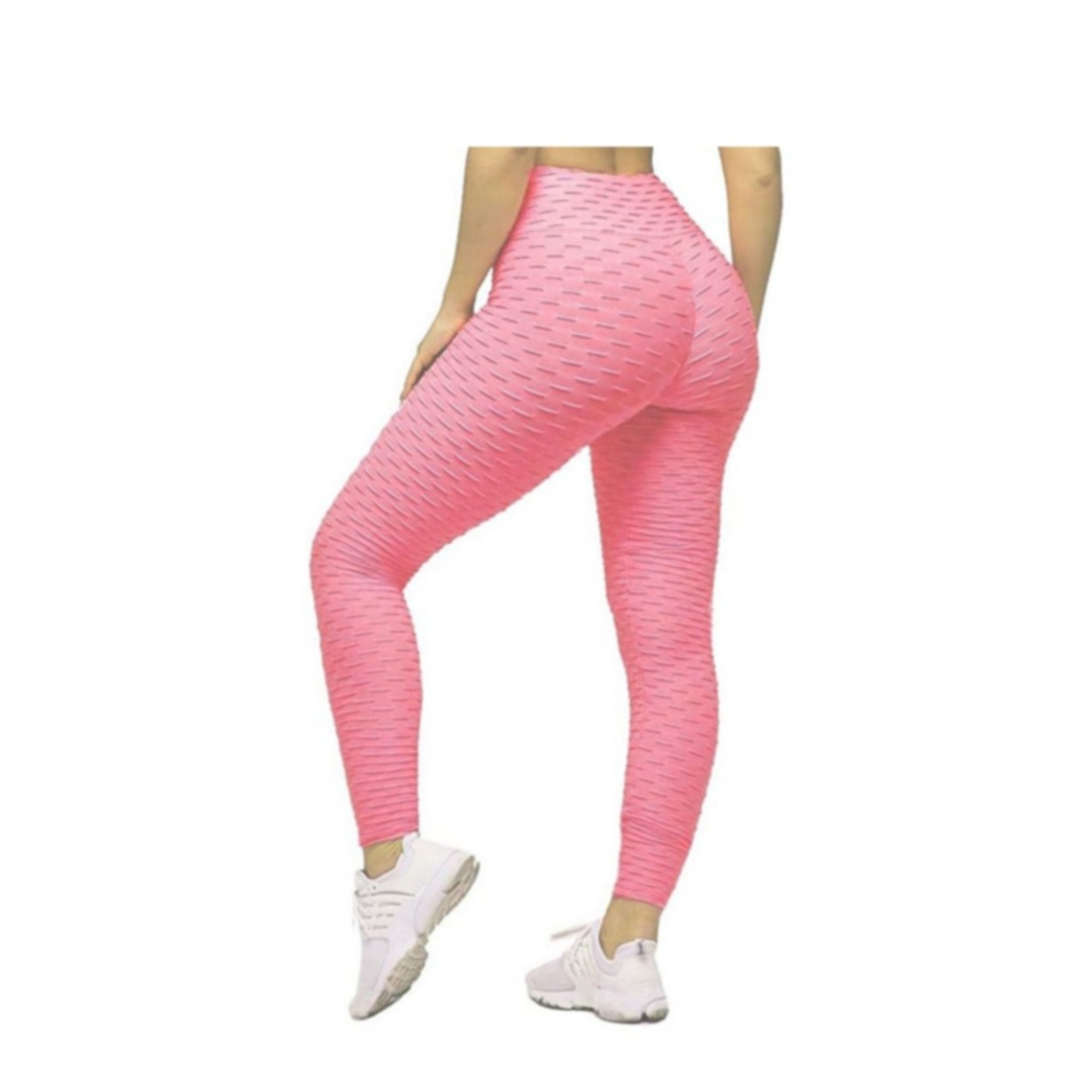 Image of (Gr. M) Elastische Sport Push Up Leggings Wabenstruktur Shaping Stretch Hose für Frauen - Rosa bei Apfelkiste.ch