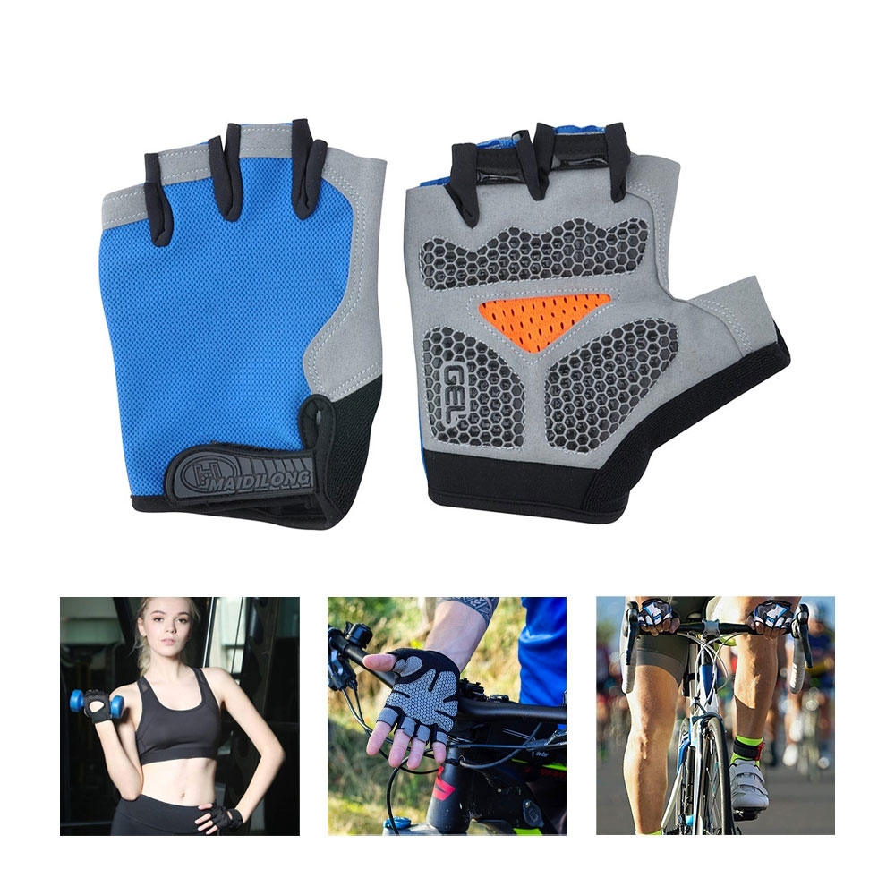 Image of (Gr. M) Unisex Fitness Trainingshandschuhe Atmungsaktiv Rutschfest für Krafttraining / Boxen / Crossfit - Blau bei Apfelkiste.ch