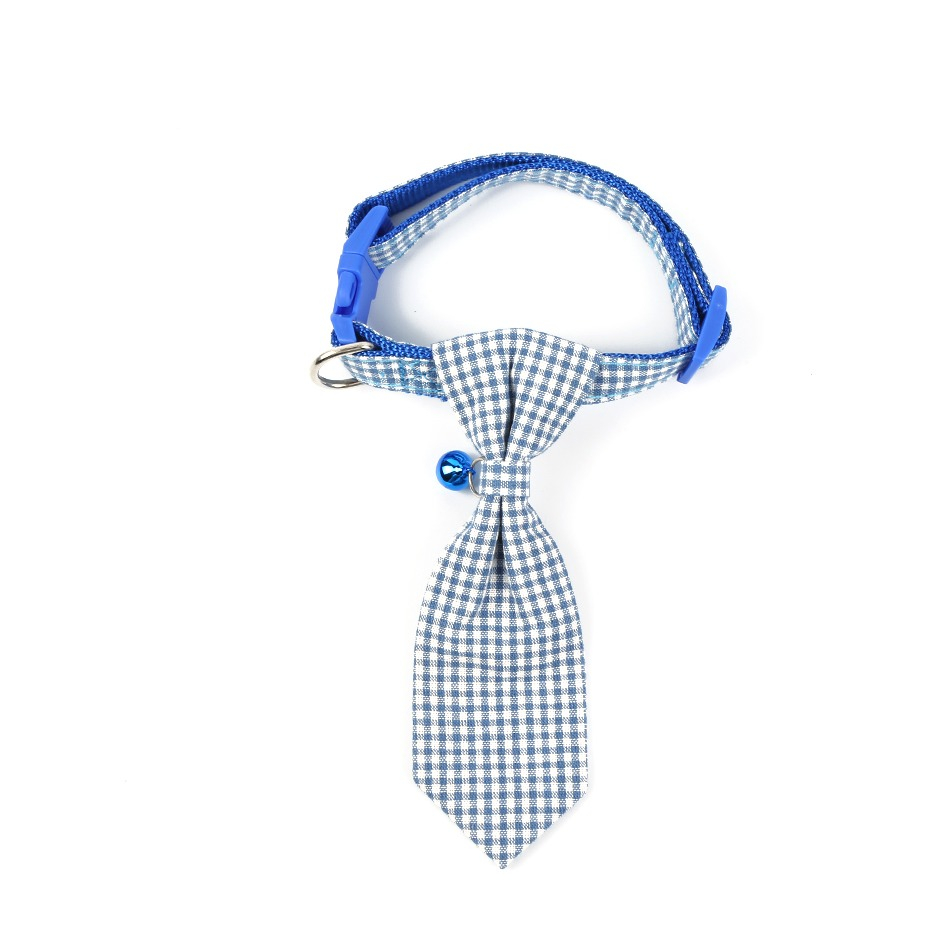 Image of (Gr. S) Verstellbares Hunde / Katzen Halsband Haustier Accessoire mit Krawatte + Glocke - Blau bei Apfelkiste.ch