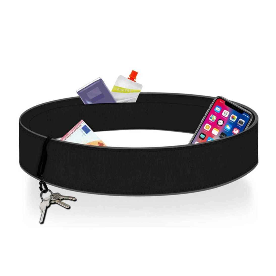Image of (Gr. XL) Ø43cm Jogging Bauchtasche Laufgürtel Taillen Sport Fitness Gürtel - Schwarz bei Apfelkiste.ch