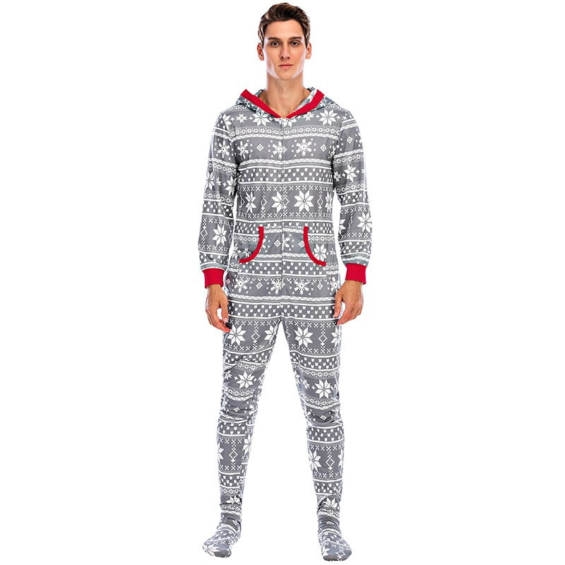 Winter Schlafanzug Herren Warm Onepiece Jumpsuit He Produktbild-Vorschau 2