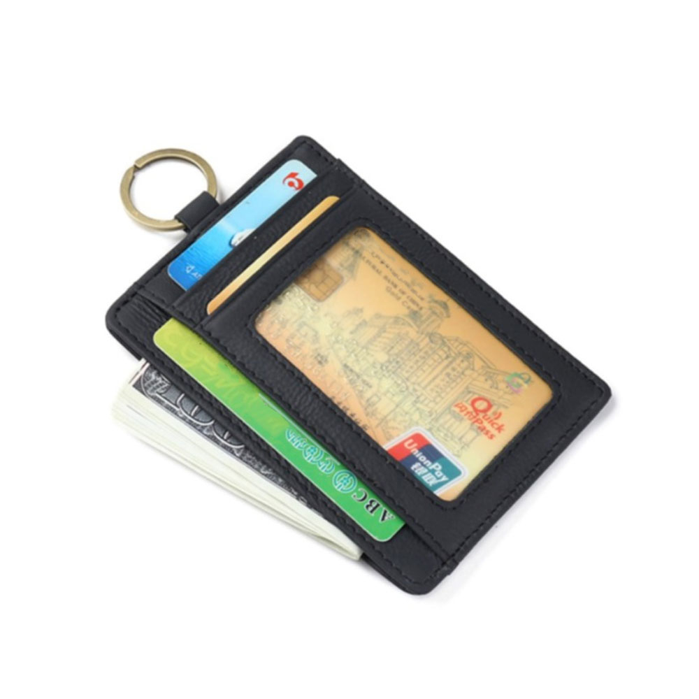Image of Gubintu - RFID Scan Blocker Mini Echtleder Etui Schlüsselanhänger Kreditkarten Geldbörse mit Spalting - Schwarz bei Apfelkiste.ch